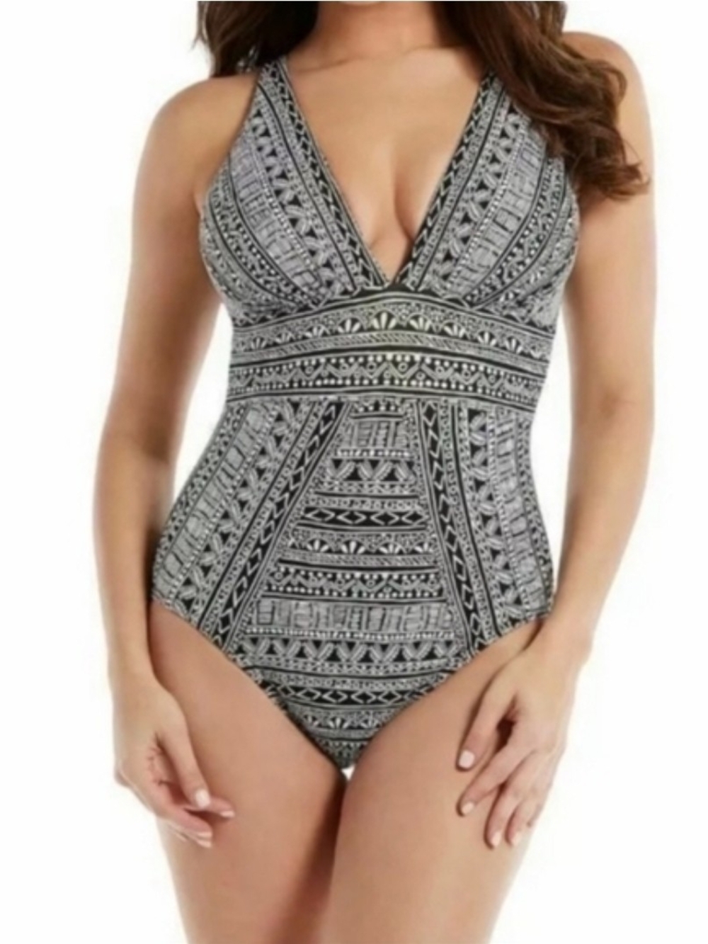 Miraclesuit BLACK/WHITE Castaway Stripe Odyssy Slimming One-Piece Swimsuit US 8